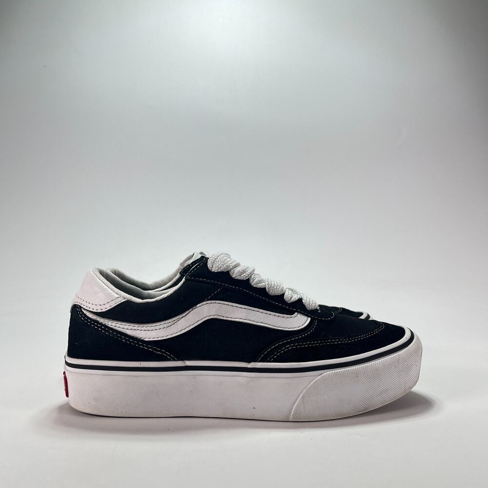 Vans Brooklyn LS Black White Chunky Platform Skate Shoes 721356 Women's Size 8